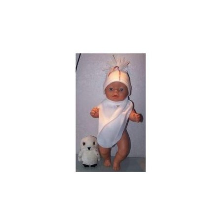 muts met sjaal met oud roze lintje baby born 43cm