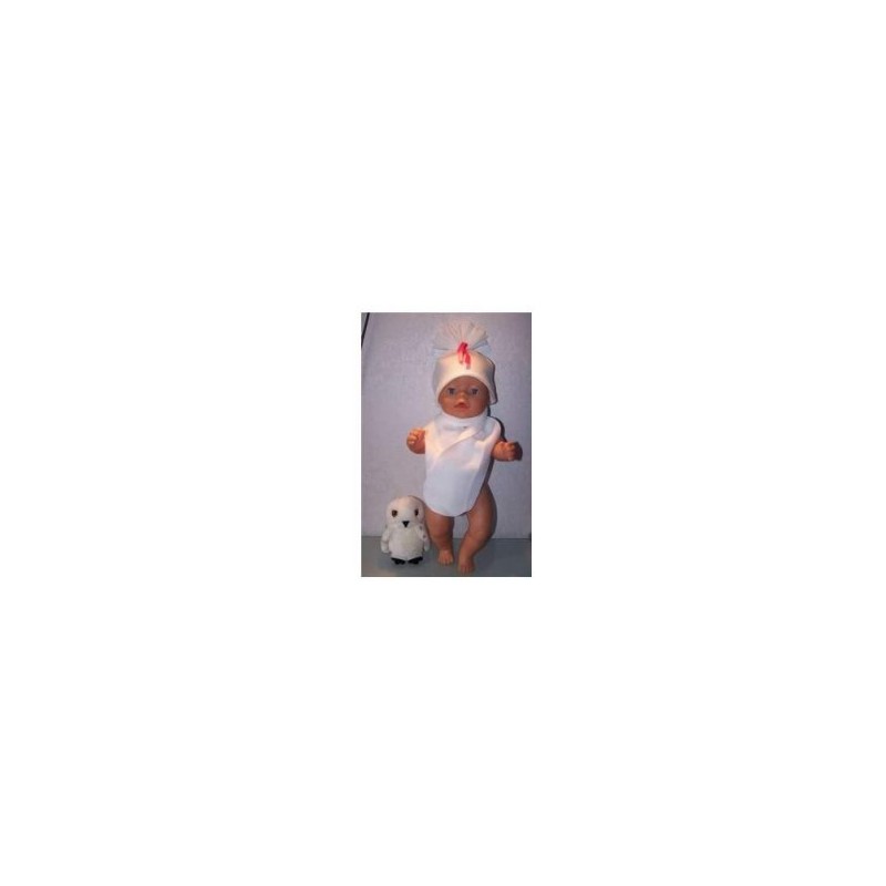 muts met sjaal wit met hard roze lintje baby born 43cm