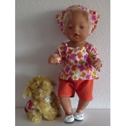 trendybroek setje oranje klaver baby born 43cm