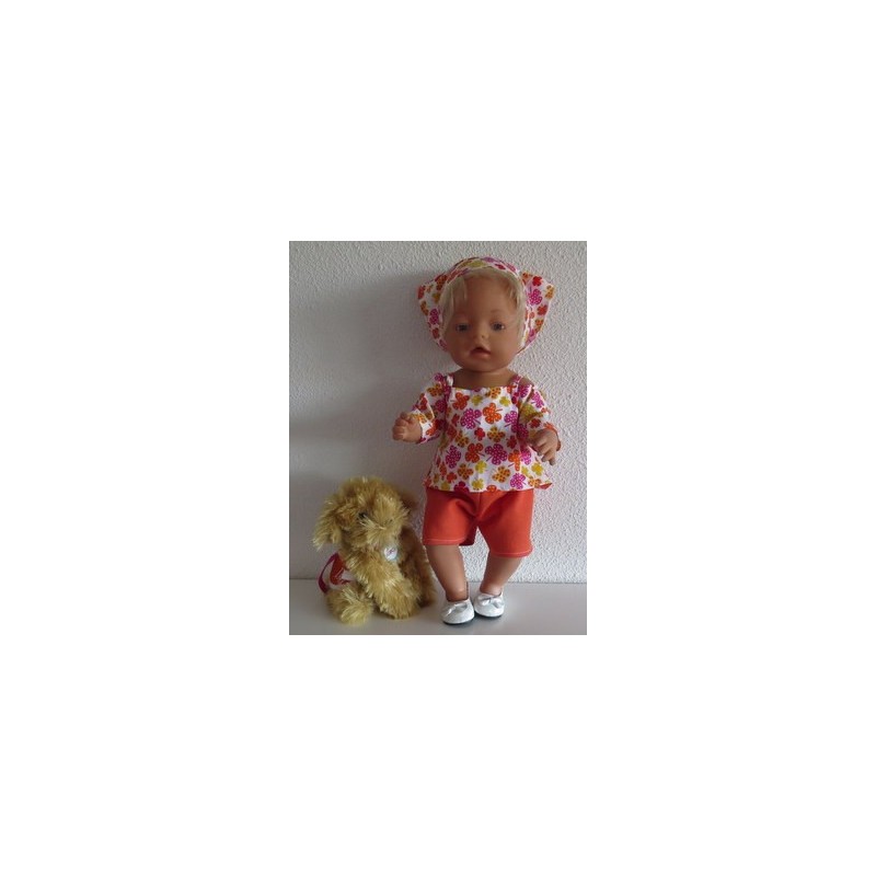 trendybroek setje oranje klaver baby born 43cm