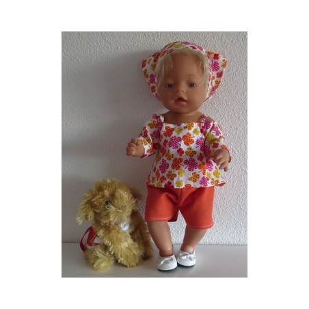 trendybroek setje oranje klaver baby born 43cm