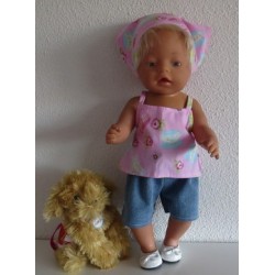 trendybroek setje roze thee baby born 43cm
