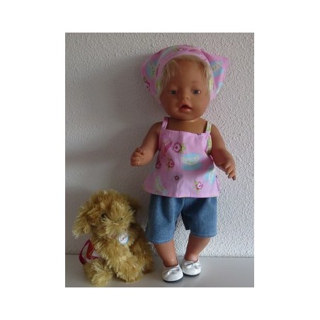 trendybroek setje roze thee baby born 43cm