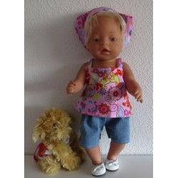 trendybroek setje roze vlinders en bloemen baby born 43cm