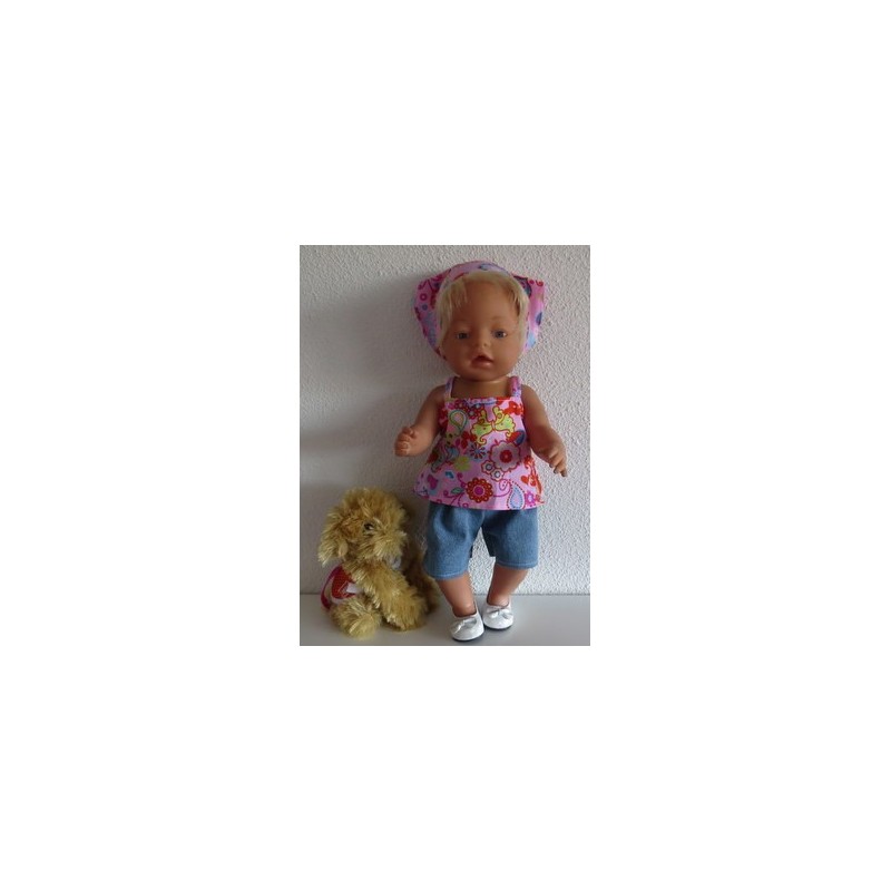trendybroek setje roze vlinders en bloemen baby born 43cm