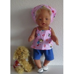 trendybroek setje roze pinguins baby born 43cm