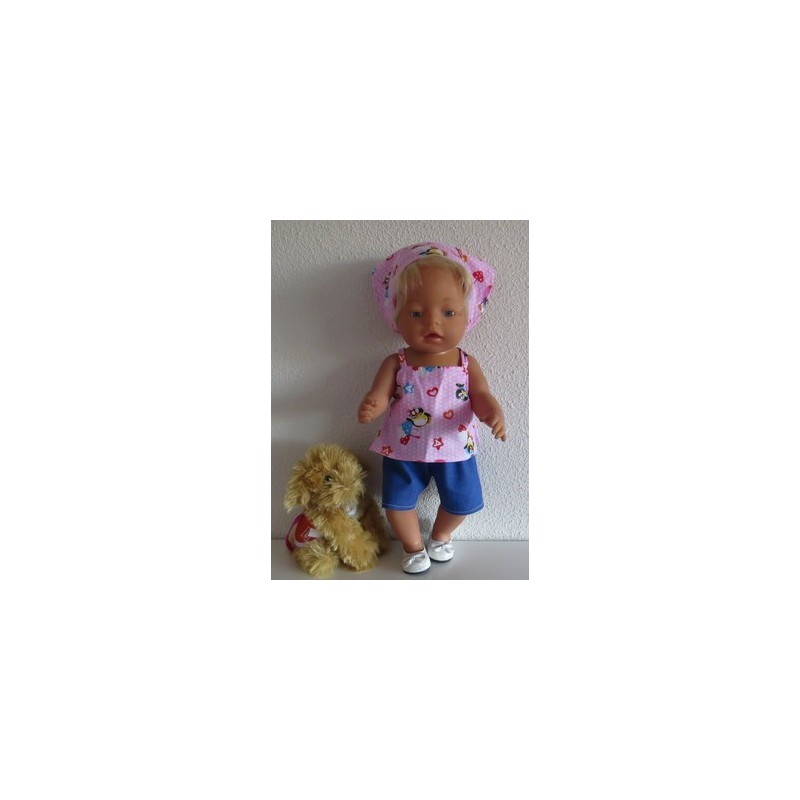 trendybroek setje roze pinguins baby born 43cm