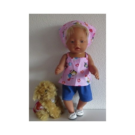 trendybroek setje roze pinguins baby born 43cm