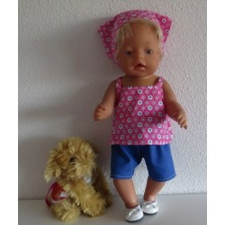 trendybroek setje roze bloemen baby born 43cm