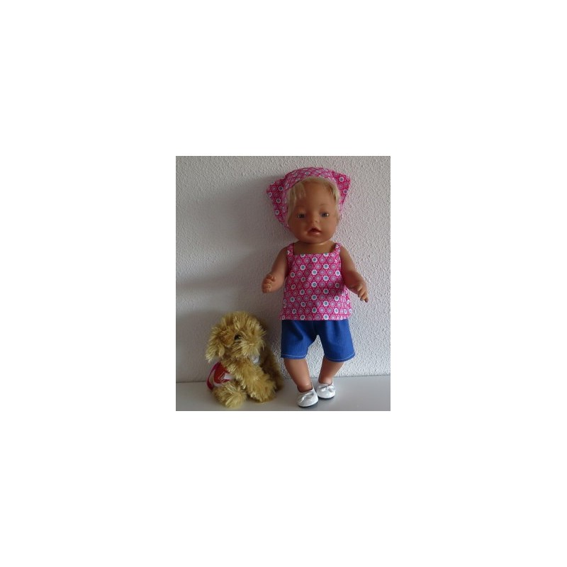 trendybroek setje roze bloemen baby born 43cm