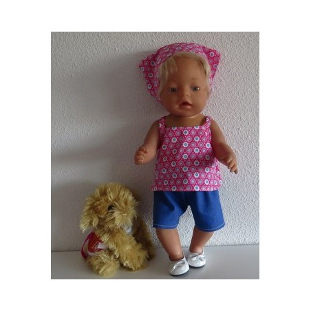 trendybroek setje roze bloemen baby born 43cm