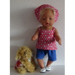 trendybroek setjerood bloemen  baby born 43cm