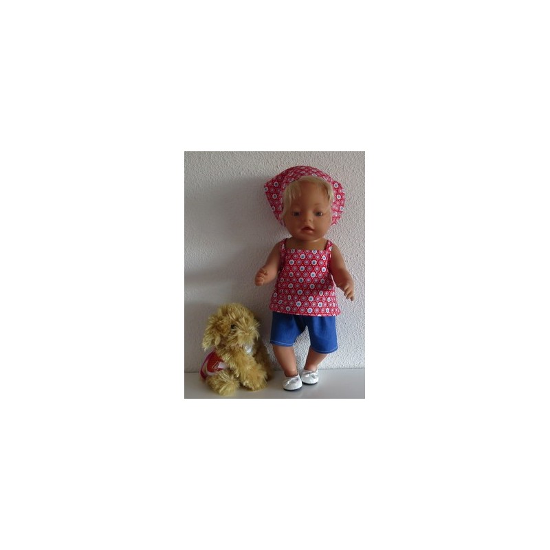 trendybroek setjerood bloemen  baby born 43cm