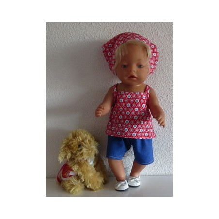 trendybroek setjerood bloemen  baby born 43cm