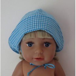 mutsje aqua blauw geruit  baby born 43cm