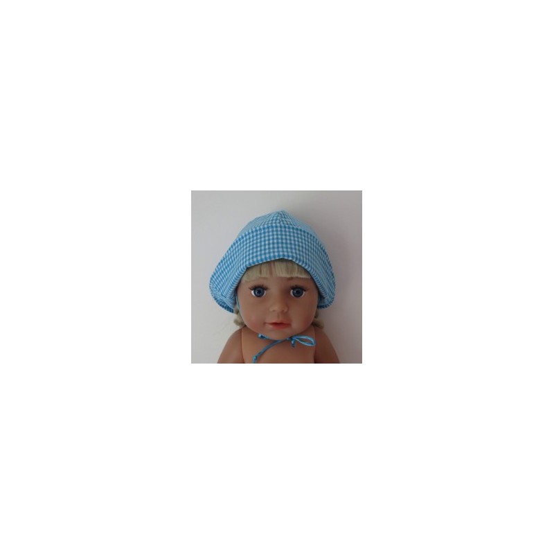 mutsje aqua blauw geruit  baby born 43cm