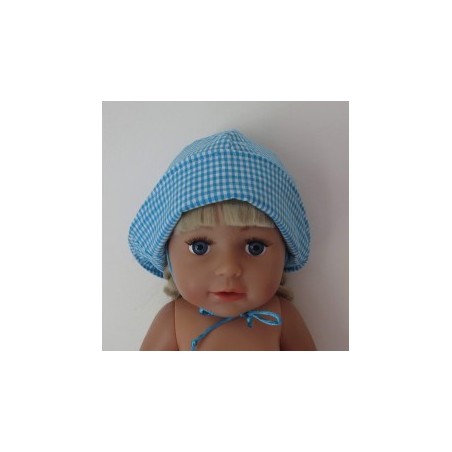 mutsje aqua blauw geruit  baby born 43cm