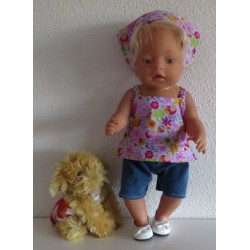 trendybroek setje lila vogels baby born 43cm