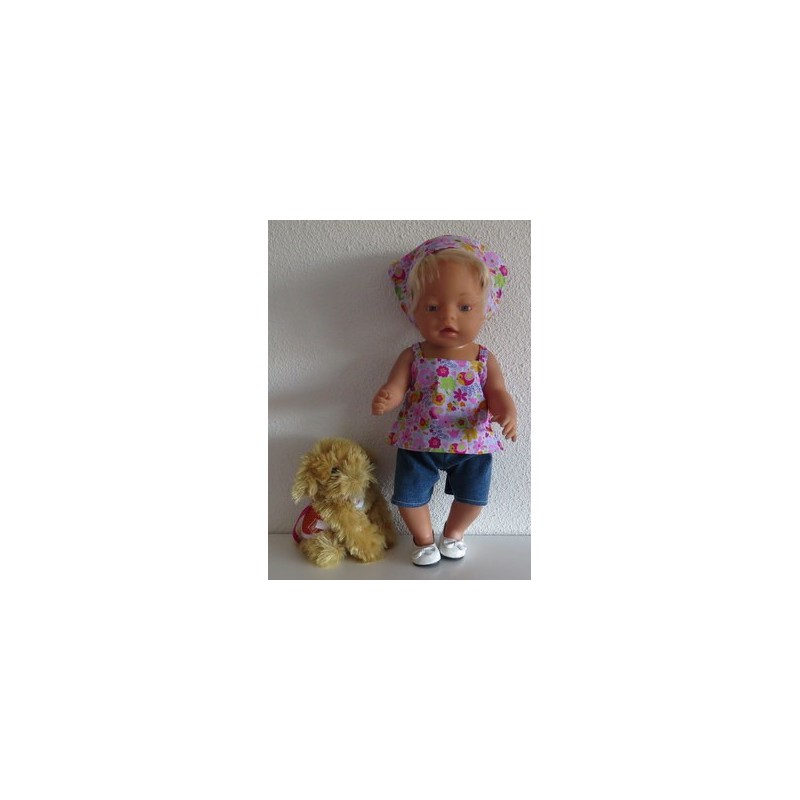 trendybroek setje lila vogels baby born 43cm