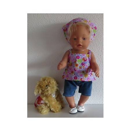 trendybroek setje lila vogels baby born 43cm
