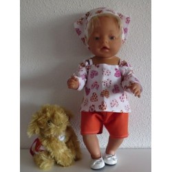trendybroek setje oranje hartjes baby born 43cm