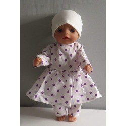 hippejurk set met lila stippen baby born little 36cm