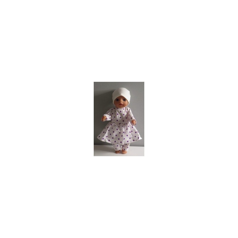 hippejurk set met lila stippen baby born little 36cm