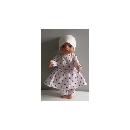 hippejurk set met lila stippen baby born little 36cm