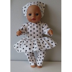 hippejurk set wit met sterren baby born little 36cm