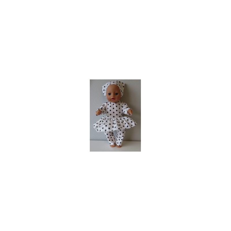 hippejurk set wit met sterren baby born little 36cm