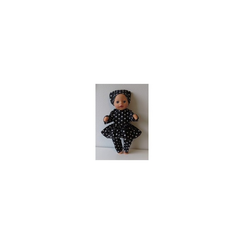 hippejurk set zwart met sterren baby born little 36cm