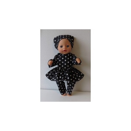 hippejurk set zwart met sterren baby born little 36cm