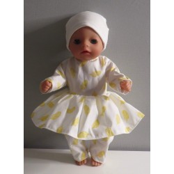 hippejurk set gele veren baby born little 36cm
