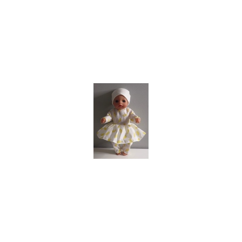 hippejurk set gele veren baby born little 36cm