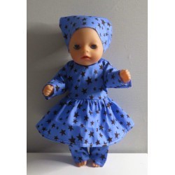 hippejurk set blauw sterren baby born little 36cm