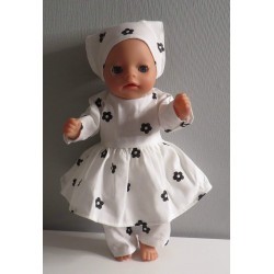 hippejurk set bloemen zwart baby born little 36cm