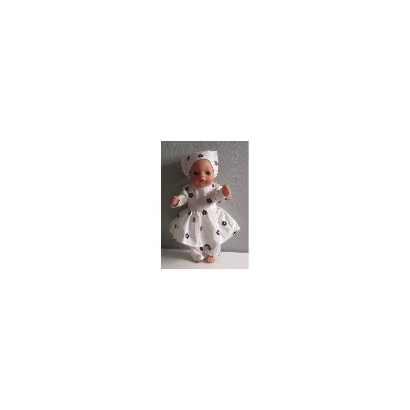 hippejurk set bloemen zwart baby born little 36cm