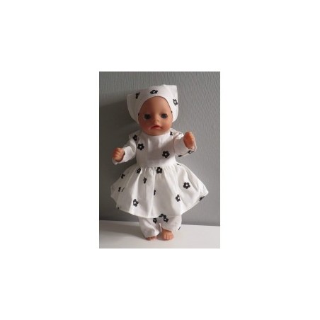 hippejurk set bloemen zwart baby born little 36cm
