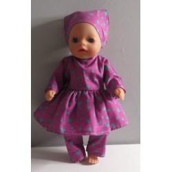 hippejurk set hard roze met sterren groen baby born little 36cm