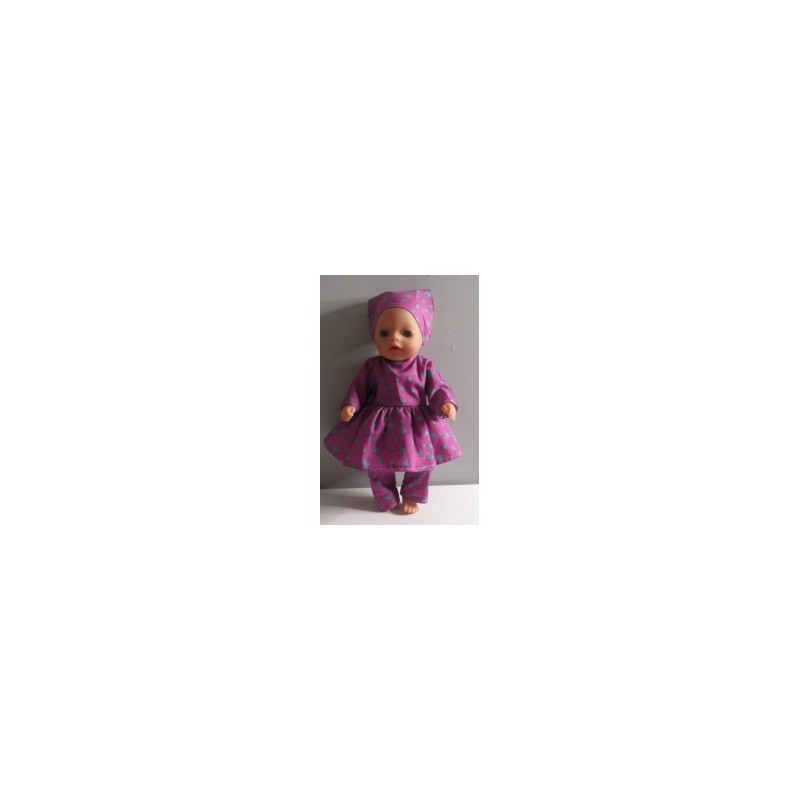 hippejurk set hard roze met sterren groen baby born little 36cm