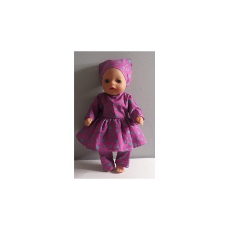 hippejurk set hard roze met sterren groen baby born little 36cm