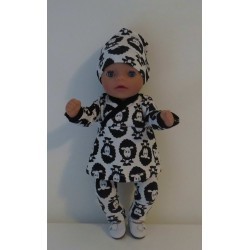 overslagjurk setje zwart schapen baby born little 36cm