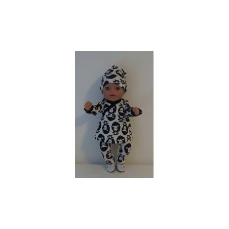 overslagjurk setje zwart schapen baby born little 36cm