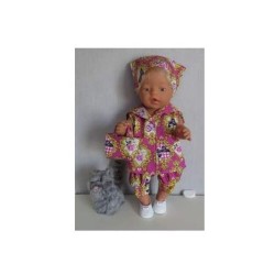 matrozen setje hard roze met geel baby born 43cm