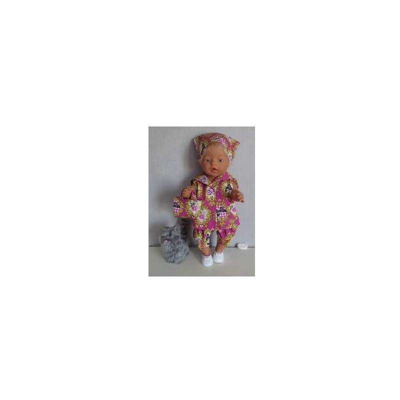 matrozen setje hard roze met geel baby born 43cm