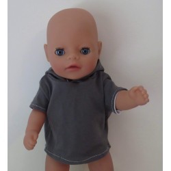 capuchontrui grijs baby born little 36cm