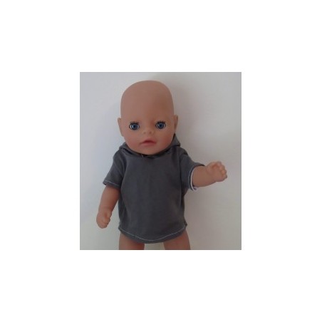 capuchontrui grijs baby born little 36cm