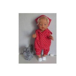 matrozen setje rood met hartjes baby born 43cm