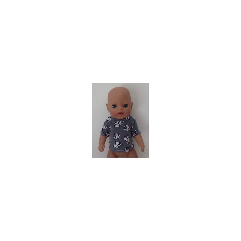 shirtje grijs koeien baby born little 36cm