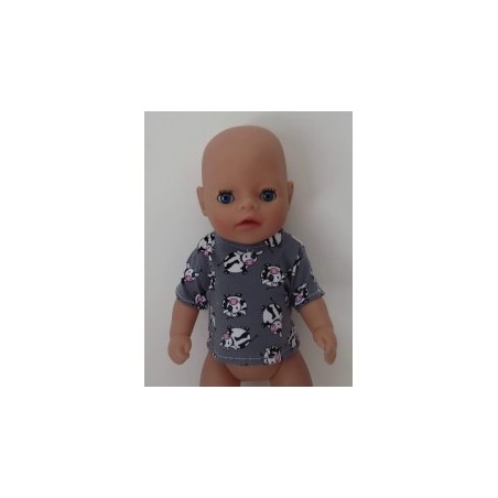 shirtje grijs koeien baby born little 36cm
